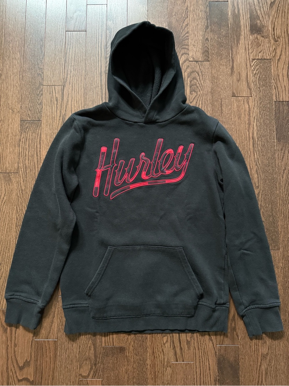 Hurley Boys Black Hoodie – Red Logo – Size Large